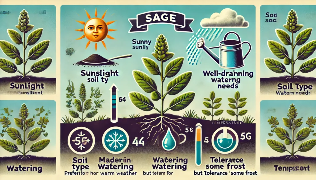 An Informative Graphic Showing The Ideal Growing Conditions For Sage