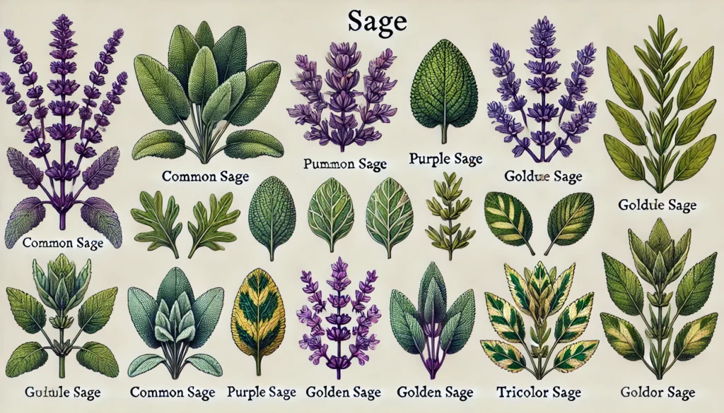 Different Varieties Of Sage Herbs